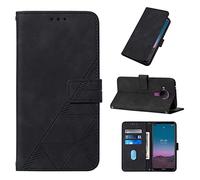 SIYOPINPFY Coque pour Nokia 3.4, Premium Housse Etui en Cuir PU Portefeuille Etui avec Emplacement pour Carte Fermeture magnétique, Étui à Rabat Modèle Vintage Compatible avec Nokia 5.4 ，Noir YBS