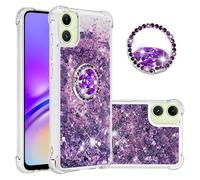 SIYOPINPFY Coque pour Samsung Galaxy A07 4G / 5G Étui avec Anneau Support Transparent Paillette Liquide Quicksands Housse Protection Antichoc Souple Gel Etui pour Samsung A07 4G / 5G, Violet YBR