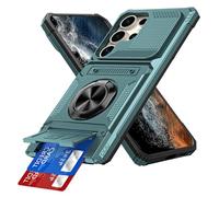 SIYOPINPFY Étui Portefeuille pour Samusng Galaxy S24 Ultra Coque Protection de Normes Militaires, Fente Cachée Coulissante avec Porte-Cartes béquille Antichoc Housse pour Galaxy S24 Ultra - Vert LM