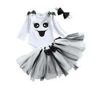 Siyova Tutu Il Mio Premier Halloween Ensemble de 3 pièces pour nouveau-né, costume à manches longues, jupe, tutu et écharpe de fête élégante, Fantôme., 0-6 mois