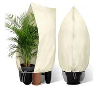 Siyrdxcbt 2 Pièces Housse Hivernage Plante Exterieur 200 * 240CM Housse Hivernage Voile Hivernage Plante Exterieur avec Cordon à Tirer Convient pour Les Rosiers Palmiers Petits Blanc Cassé