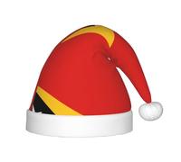 sizaCVC Chapeau de Père Noël imprimé République démocratique du Timor-Leste festif pour enfants - Bonnet de Noël en peluche douce, parfait pour les fêtes de fin d'année, Noël, Nouvel An