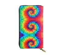 sizaCVC Portefeuille long en cuir imprimé à carreaux noir et blanc - Porte-cartes léger à deux volets - Portefeuille fin tendance, Tie Dye Rainbow, Taille unique