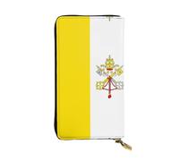 sizaCVC Portefeuille long en cuir imprimé drapeau vietnamien - Porte-cartes léger à deux volets - Portefeuille fin tendance, Drapeau du Vatican, Taille unique