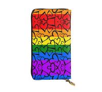 sizaCVC Portefeuille long en cuir imprimé marbre noir blanc doré - porte-cartes léger à deux volets - portefeuille fin tendance, Motif arc-en-ciel Gay Pride, Taille unique