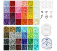 Size 3mm 8/0 Jewelry Making Seed Beads,48 Colors 16800 Pieces Small Glass Beads For Making Bracelets Necklaces