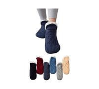 (Size 46-48,Dark blue)Winter Fuzzy Slipper Socks Super Soft Warm Cozy Fluffy Fleece Socks Indoor Floor Non-slip Thermal Socks_xush