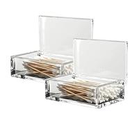 Sizikato Lot de 2 distributeurs de cotons-tiges en acrylique transparent, Accessoire Salle de Bain