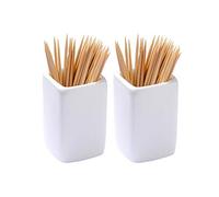 Sizikato Lot de 2 porte-cure-dents carrés simples en céramique blanc pur.