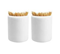 Sizikato Lot de 2 porte-cure-dents cylindrique en céramique blanc pur.
