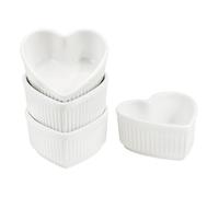 Sizikato Lot de 4 ramequins en porcelaine en forme de cœur 8,9 cm pour souffle, crème brûlée et sauces