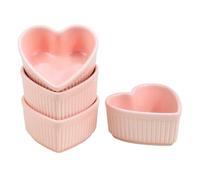 Sizikato Lot de 4 ramequins en porcelaine en forme de cœur 8,9 cm pour souffle, crème brûlée et sauces