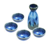 Sizikato Service à saké en céramique 5 pièces comprenant 1 bouteille à saké et 4 tasses à saké