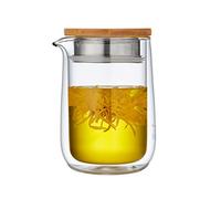 Sizikato Théière en verre transparent, théière à double paroi en verre borosilicate