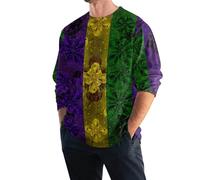 Sizoer Chemises Homme Carnaval Drôles Imprimé Col Rond Revers Shirts Coupe Régulière Manches Longues T-Shirts Carnaval Funky Classique Formelle Haut Festive Déguisement Tshirts Top