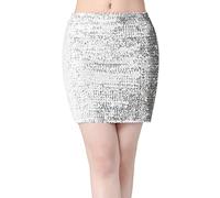 Sizoer Jupe Crayon Ajustée Carnaval Scintillante Paillettes Courte Jupes Taille Haute Above The Knee Skirts Couleur Unie Chic Mini Costumes Cocktail Fête Carnaval Dresses