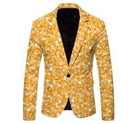 Sizoer Veste Costume Homme Carnaval Paillettes Un Seul Bouton Blazer Coupe Classique Vestes À Revers Cranté Fête Deguisement Veste De Costume Élégant Manches Longues Costumes Blazers