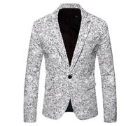 Sizoer Veste Costume Homme Carnaval Un Seul Bouton Paillettes Blazer Coupe Classique Vestes À Revers Cranté Fête Deguisement Veste De Costume Manches Longues Élégant Costumes Blazers