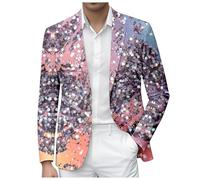 Sizoer Veste De Costume Homme Carnaval Paillettes Un Bouton Blazer Coupe Classique Vestes À Revers Cranté Fête Vacances Déguisement Veste De Costume Élégant Manches Longues Costumes Blazers