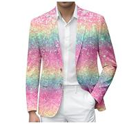 Sizoer Veste De Costume Homme Carnaval Un Bouton Paillettes Blazer Coupe Classique Vestes À Revers Cranté Fête Vacances Déguisement Veste De Costume Manches Longues Élégant Costumes Blazers