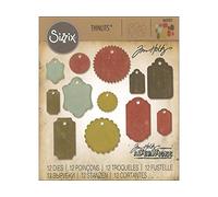 Sizzix 662423 Set de 12 Matrice Thinlits Multiples Etiquettes Cadeaux Métal Multicolore 19,1x 14,4 x 0,4 cm