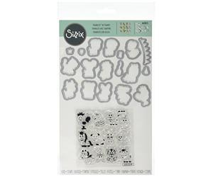 Sizzix 662615 Framelits Die Set 17PK w/Stamps - Animaux du Zodiaque, Métal, Argent, 29,5 x 17 x 0,2 cm