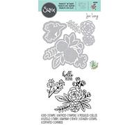 Sizzix 665064 Framelits Lot de 6 matrices avec timbres Motif floral par Jen Long