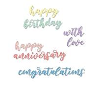 Sizzix 665089 Thinlits Sentiments de script par Sharon Drury Lot de 6