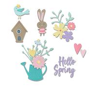 Sizzix 665091 Thinlits Hello Spring par Olivia Rose Lot de 16 Matrices de découpe pour Scrapbooking, Multicolor, Taille unique