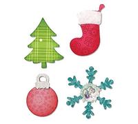 Sizzix A10599 Bigz Matrice Arbre de Noël/Ornement/Flocon de Neige/Stocking Gris