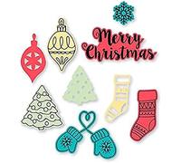 Sizzix Framelits Die Set 663670 9 Pack with Tampons Classiques de Noël de Lynda Kanase, Plastique, Multicolore, Taille Unique