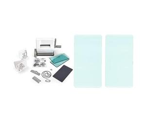Sizzix Sidekick Starter Kit, machine de découpe et de gaufrage manuelle équipée d'un socle ventouse avec matrices Framelits et Thinlits & 661769 Sidekick Plaquettes de coupe, 1 paire, Aqua