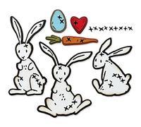 Sizzix Thinlits 666293 Lot de 15 Matrices de découpe Motif Lapin Stitch par Tim Holtz Set Bunny, Taille Unique