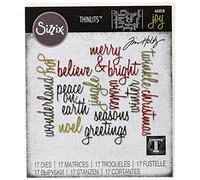 Sizzix Thinlits Lot de 17 matrices de découpe en forme de mots Thème Noël