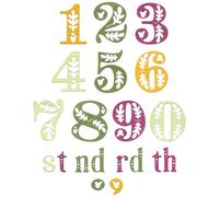 Sizzix Thinlits Matrice de découpe Chiffres folkloriques par Catherine Pooler, Argent