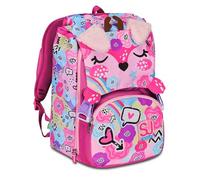 SJ GANG Sac à dos d'école extensible, Rose, Sac à dos double compartiment extensible par fermeture éclair, Poche porte-bouteille, École primaire et moyenne fille, Rose, Taille unique