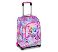SJ GANG STYLE JAM GANG Chariot Scolaire Fixe, Fuchsia, 2 en 1, Double Usage, Chariot et Sac à Dos, Sac à Dos école Primaire, Fille, Fuchsia, Taglia Unica, Moderne