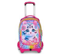 SJ GANG STYLE JAM GANG Chariot scolaire Jack 3 roues Cat&Air, fuchsia, 3 en 1, sac à dos triple usage avec chariot détachable, 33 L, sac à dos école primaire, sac à dos fille, fuchsia, Taglia Unica
