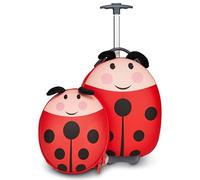 SJ Gang Style Jam Gang Ensemble Sac à Dos Trolley Voyage Coccinelle pour Enfants, avec Barre Unique Extensible, Roues de 60 mm, Pied Anti-basculement et Bandes intérieures verrouillables