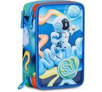 SJ GANG STYLE JAM GANG étui école 3 zip 3D SPACE RIDE, bleu, triple compartiment
