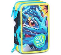 SJ GANG STYLE JAM GANG étui école 3 zip METAL DRAGON BOY, Celeste