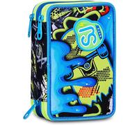 SJ GANG STYLE JAM GANG étui école 3 zip SOFT POUCH BOY, bleu, triple disparition