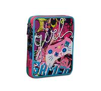 SJ GANG STYLE JAM GANG Gleamled Girl Trousse Scolaire 2 Zip, Double Compartiment avec Crayons, stylos et marqueurs, Rose, 25 x 19 x 5 cm, Cactus Flower, Taglia Unica, école