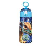 SJ GANG STYLE JAM GANG Gourde thermique en acier inoxydable, animaux, bleu, dragon, 0,5 l, bouteille d'école et de loisirs, enfant