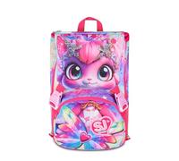 SJ GANG STYLE JAM GANG Grand sac à dos d'école extensible fuchsia, sac à dos avec séparateur intérieur, poche supérieure avec yeux LED, poche pour bouteille d'eau, 24 L, sac à dos école primaire