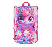 SJ GANG STYLE JAM GANG Grand sac à dos d'école extensible fuchsia, sac à dos avec séparateur intérieur, poche supérieure avec yeux LED, poche pour bouteille d'eau, 24 L, sac à dos école primaire