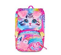 SJ GANG STYLE JAM GANG Grand sac à dos d'école extensible fuchsia, sac à dos avec séparateur intérieur, poche supérieure avec oreilles en peluche, poche pour gourde, 24 L, sac à dos école primaire