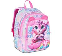 SJ GANG STYLE JAM GANG Sac à dos d'école Advanced Heart Buddy Girl, double compartiment, rose, 29 l, application oreilles poilues, poche avant, poche porte-bouteille, école primaire et secondaire