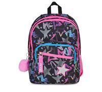 SJ GANG STYLE JAM GANG Sac à dos d'école double compartiment, Sj Ever Star Drafts, noir, 31 L, avec poche porte-bouteille et charme détachable, élémentaires, pour fille