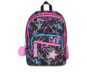 SJ GANG STYLE JAM GANG Sac à dos d'école double compartiment, Sj Ever Star Drafts, noir, 31 L, avec poche porte-bouteille et charme détachable, élémentaires, pour fille